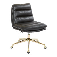 OSP Home Furnishings LGYSA-GB18 Legacy Office Chair in Deluxe Black Faux Leather with Gold Base